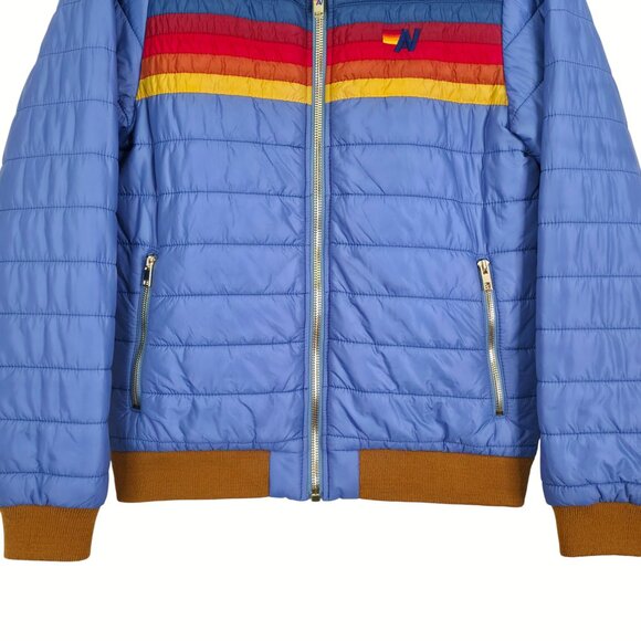 Aviator Nation Journey Jacket 5 Stripe Blue Moonlight Puffer Size M - Picture 6 of 14